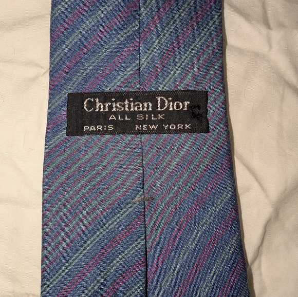 Vintage Christian Dior Silk Men's Tie Blues - Picture 2 of 2